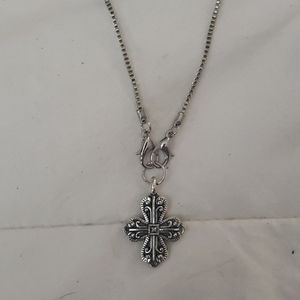 Filligree cross adjustable silver bracelet